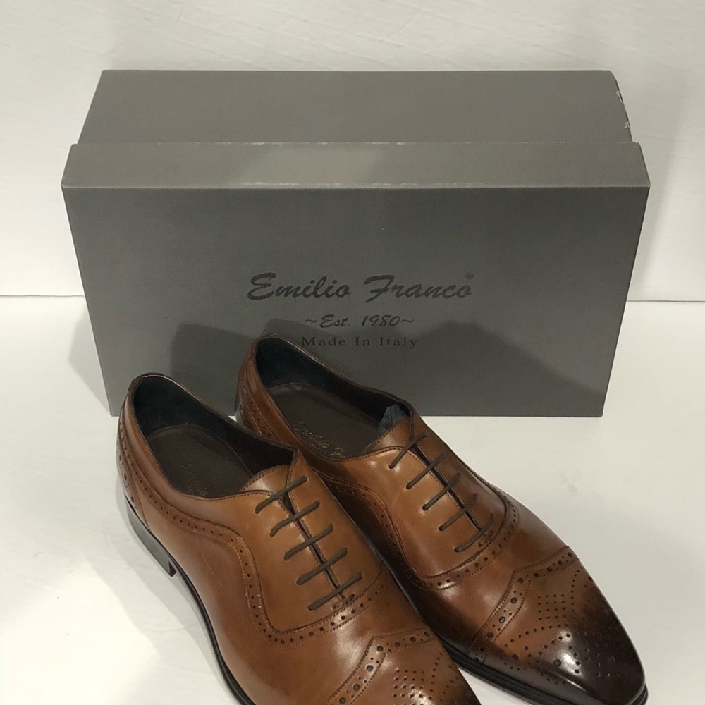 Emilio Franco shoes captoe cognac oxford Italian